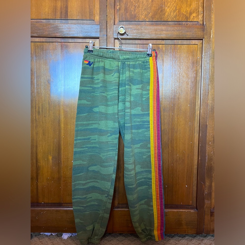 Aviator Nation 5 Stripe Sweatpants Camo Size S